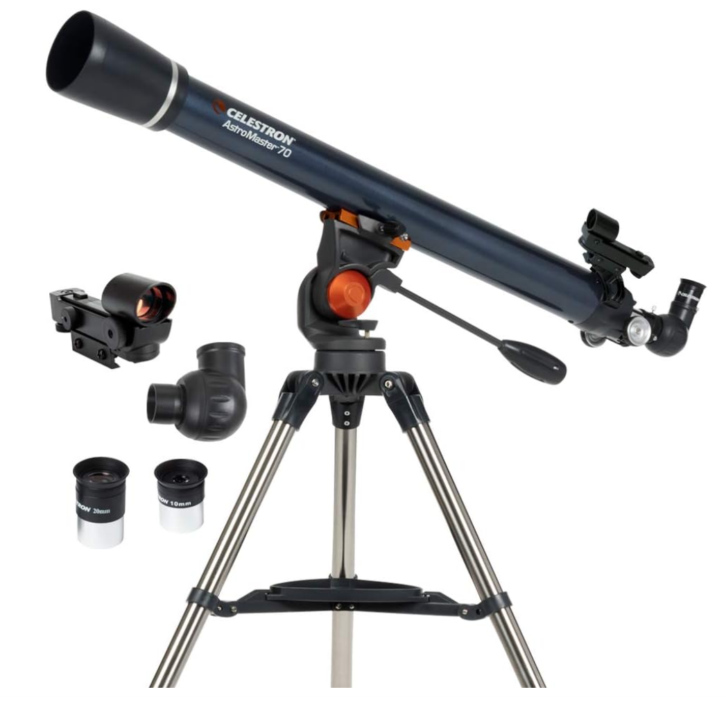 Celestron AstroMaster 70AZ telescopio refractor principiantes fácil montar altazimutal